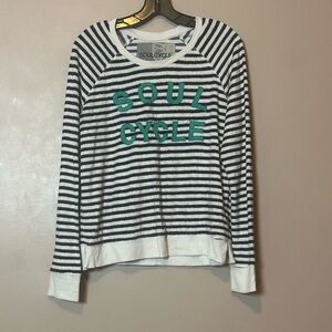 Soul Cycle Striped Logo Sweatshirt Long Sleeves Size M